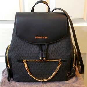 Michael Kors Large Chain Backpack Black NWT